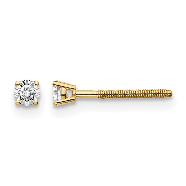 14K Yellow Gold 1/10 ct SI3 G-I Diamond Screw Back Stud Earrings