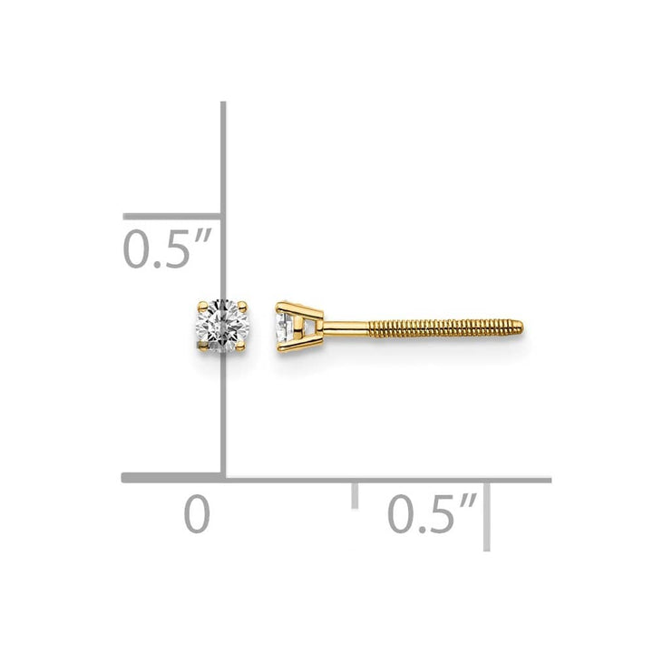 14K Yellow Gold 1/10 ct SI3 G-I Diamond Screw Back Stud Earrings