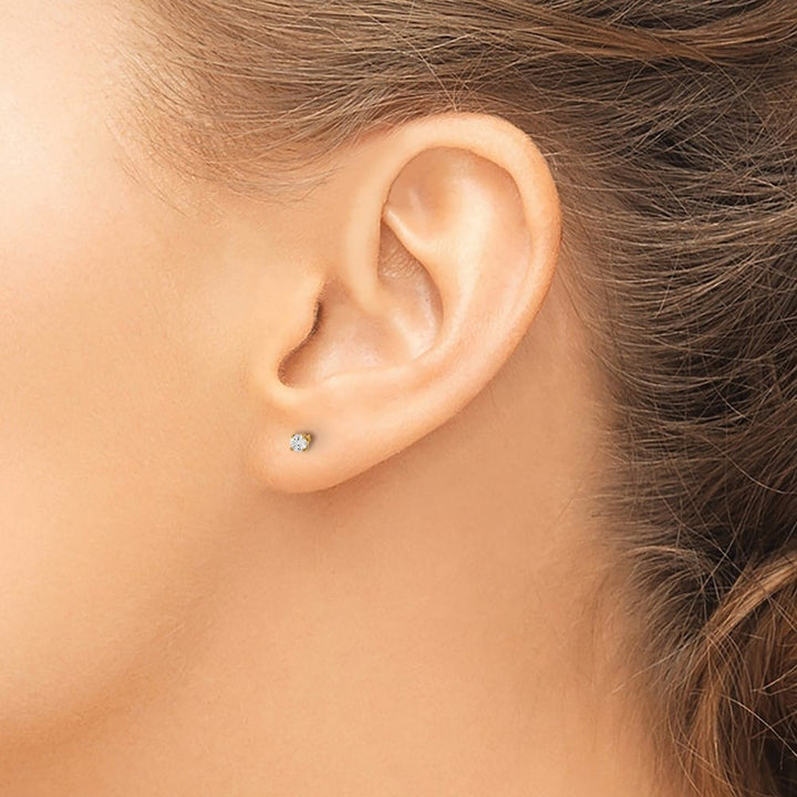 14K Yellow Gold 1/10 ct SI3 G-I Diamond Screw Back Stud Earrings