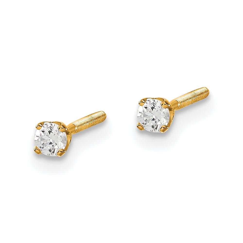 14K Yellow Gold 1/10 ct VS2/SI1 G-I Diamond Screw Back Stud Earrings