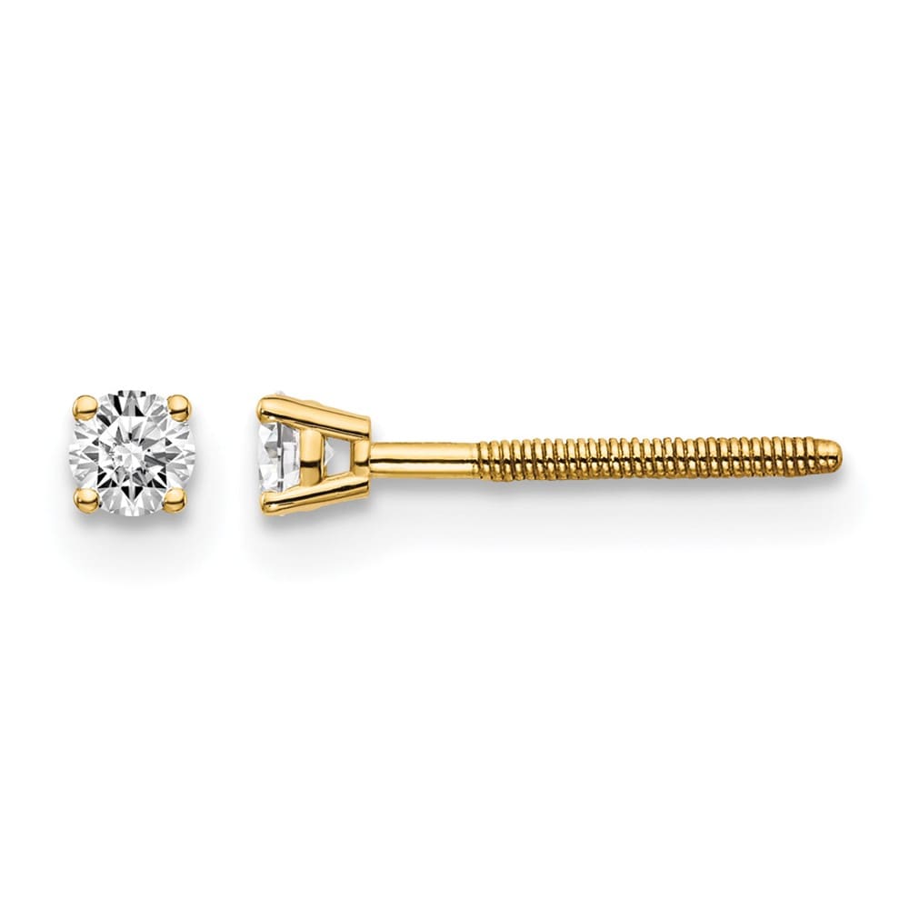 14K Yellow Gold 1/10 ct VS2/SI1 G-I Diamond Screw Back Stud Earrings