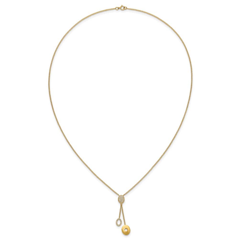 14K Yellow Gold 1/10 Diamond Circle Dangles Y 18 inch Necklace