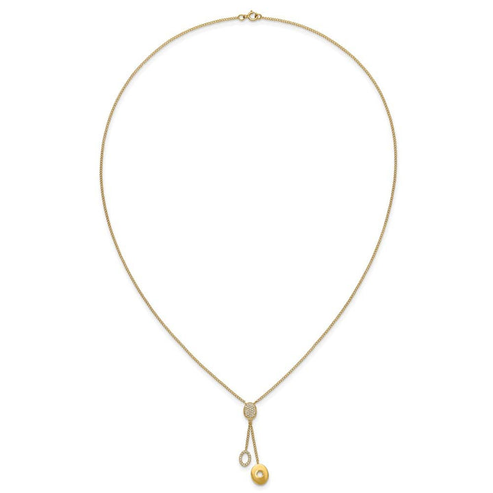 14K Yellow Gold 1/10 Diamond Circle Dangles Y 18 inch Necklace
