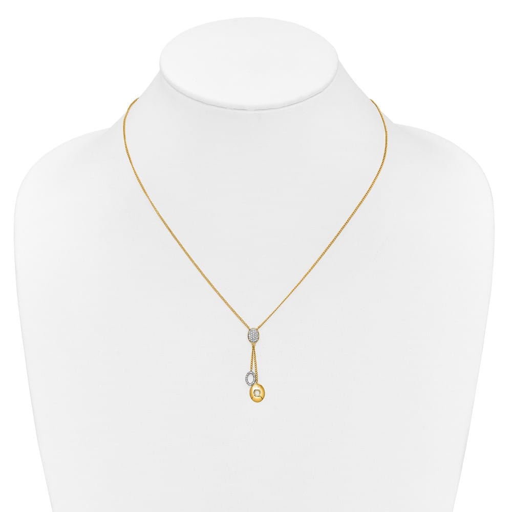 14K Yellow Gold 1/10 Diamond Circle Dangles Y 18 inch Necklace