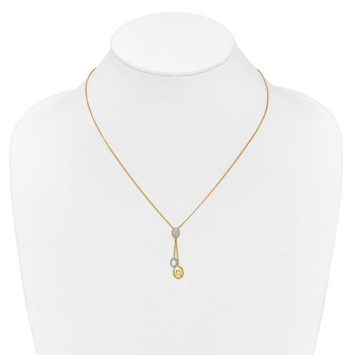 14K Yellow Gold 1/10 Diamond Circle Dangles Y 18 inch Necklace