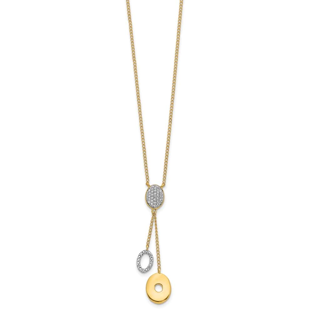 14K Yellow Gold 1/10 Diamond Circle Dangles Y 18 inch Necklace