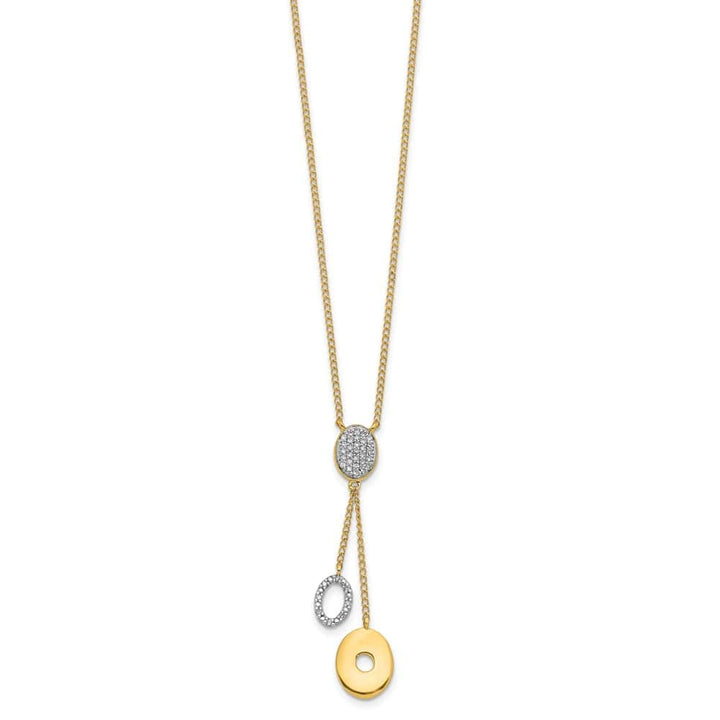 14K Yellow Gold 1/10 Diamond Circle Dangles Y 18 inch Necklace