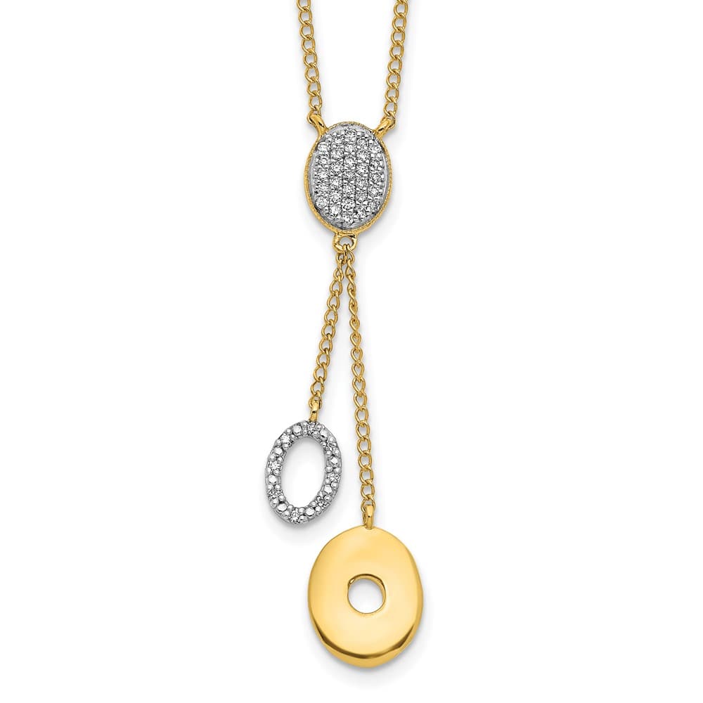 14K Yellow Gold 1/10 Diamond Circle Dangles Y 18 inch Necklace