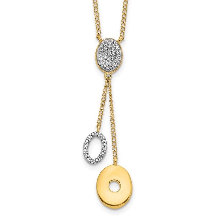 14K Yellow Gold 1/10 Diamond Circle Dangles Y 18 inch Necklace
