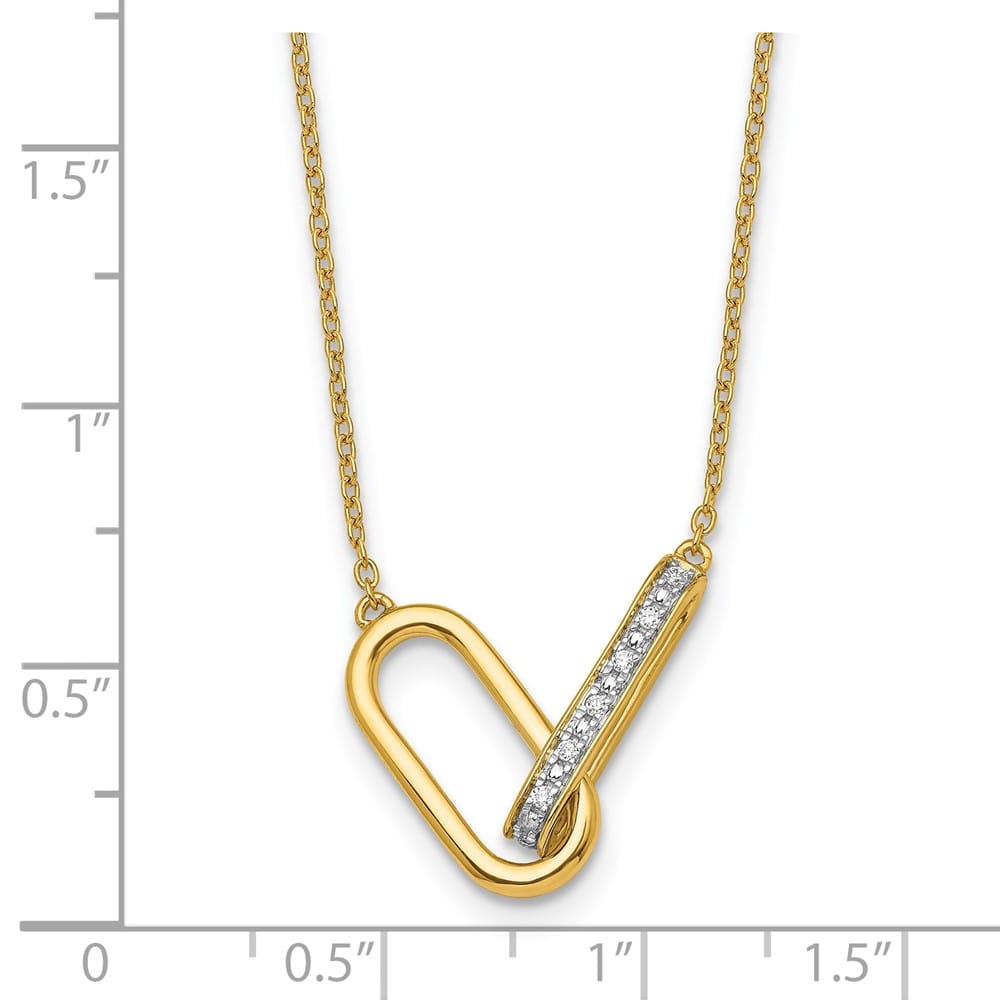 14K Yellow Gold 1/15 ct Diamond Paperclip Links 18 inch Necklace