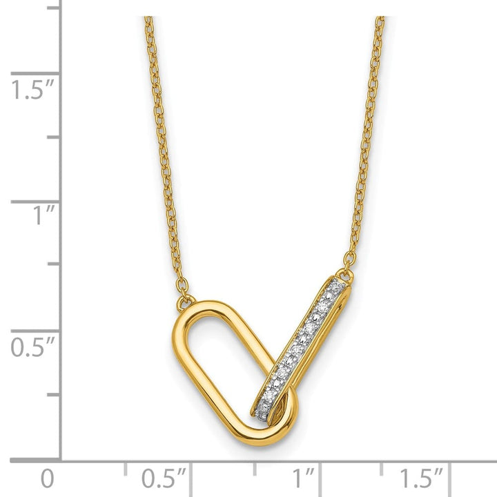 14K Yellow Gold 1/15 ct Diamond Paperclip Links 18 inch Necklace