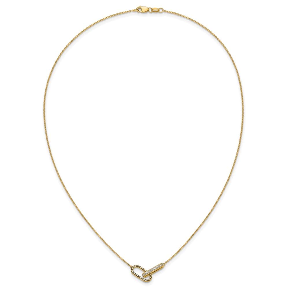 14K Yellow Gold 1/15 ct Diamond Paperclip Links 18 inch Necklace