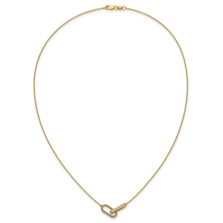 14K Yellow Gold 1/15 ct Diamond Paperclip Links 18 inch Necklace