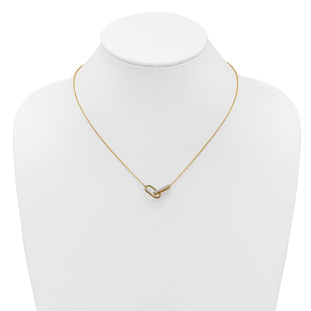 14K Yellow Gold 1/15 ct Diamond Paperclip Links 18 inch Necklace