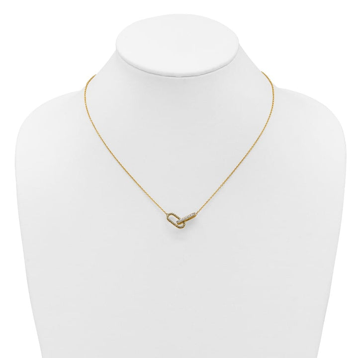 14K Yellow Gold 1/15 ct Diamond Paperclip Links 18 inch Necklace
