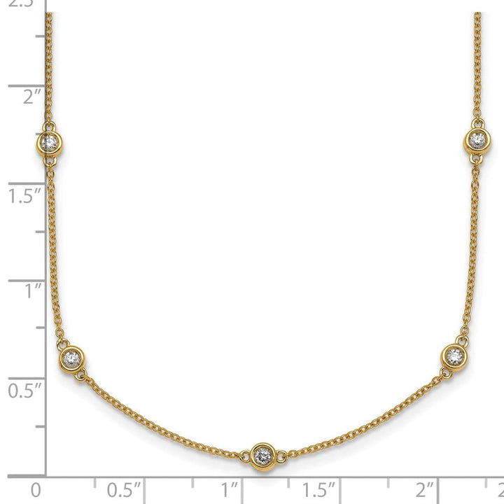 14K Yellow Gold 1/2 carat Diamond Chain 13-Station 16 inch Necklace