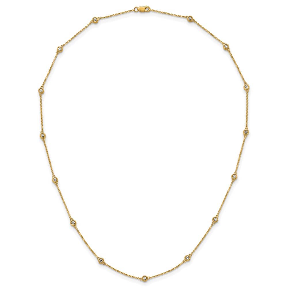 14K Yellow Gold 1/2 carat Diamond Chain 15-Station 18 inch Necklace