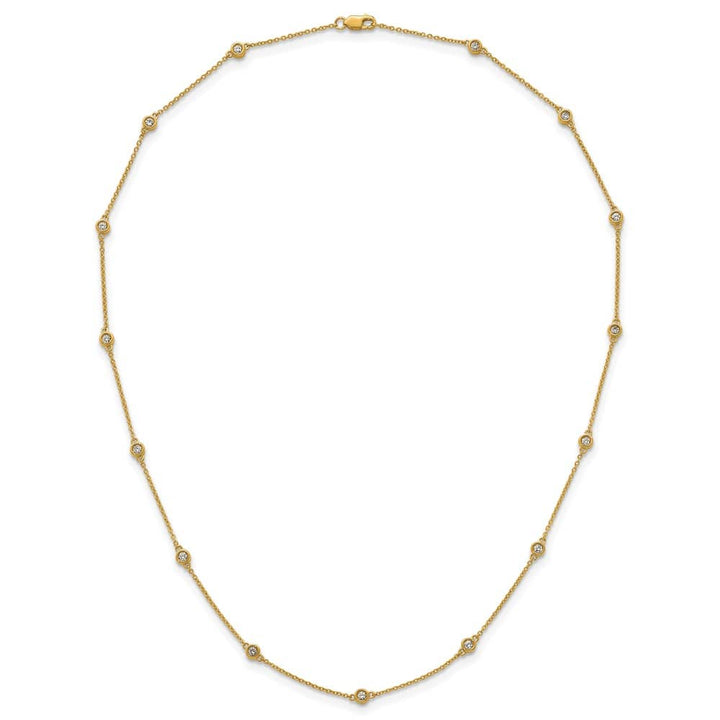 14K Yellow Gold 1/2 carat Diamond Chain 15-Station 18 inch Necklace