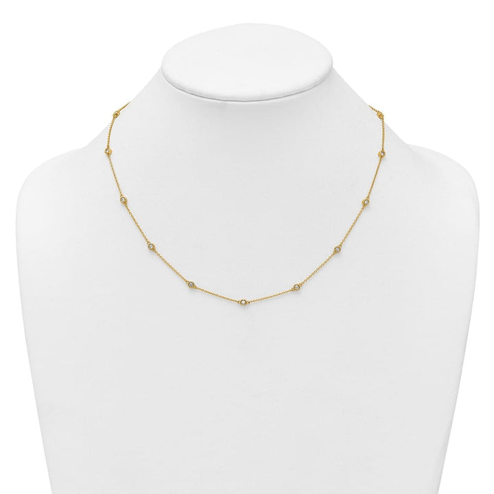 14K Yellow Gold 1/2 carat Diamond Chain 15-Station 18 inch Necklace