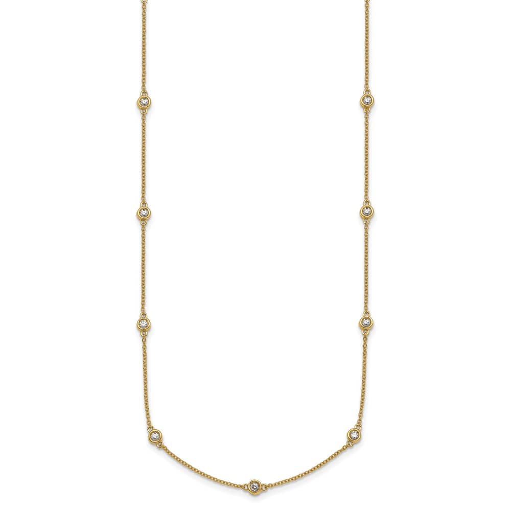 14K Yellow Gold 1/2 carat Diamond Chain 15-Station 18 inch Necklace
