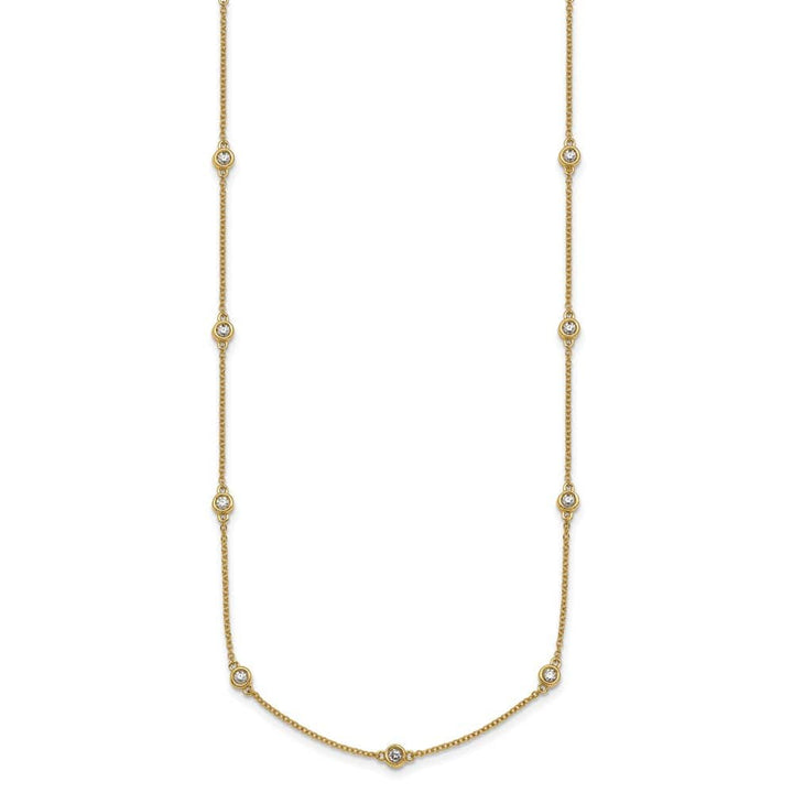 14K Yellow Gold 1/2 carat Diamond Chain 15-Station 18 inch Necklace
