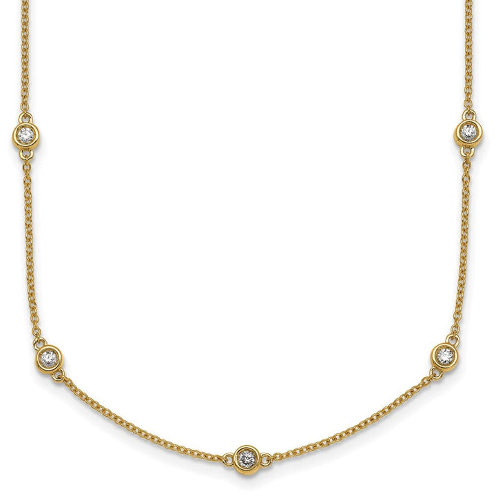 14K Yellow Gold 1/2 carat Diamond Chain 15-Station 18 inch Necklace