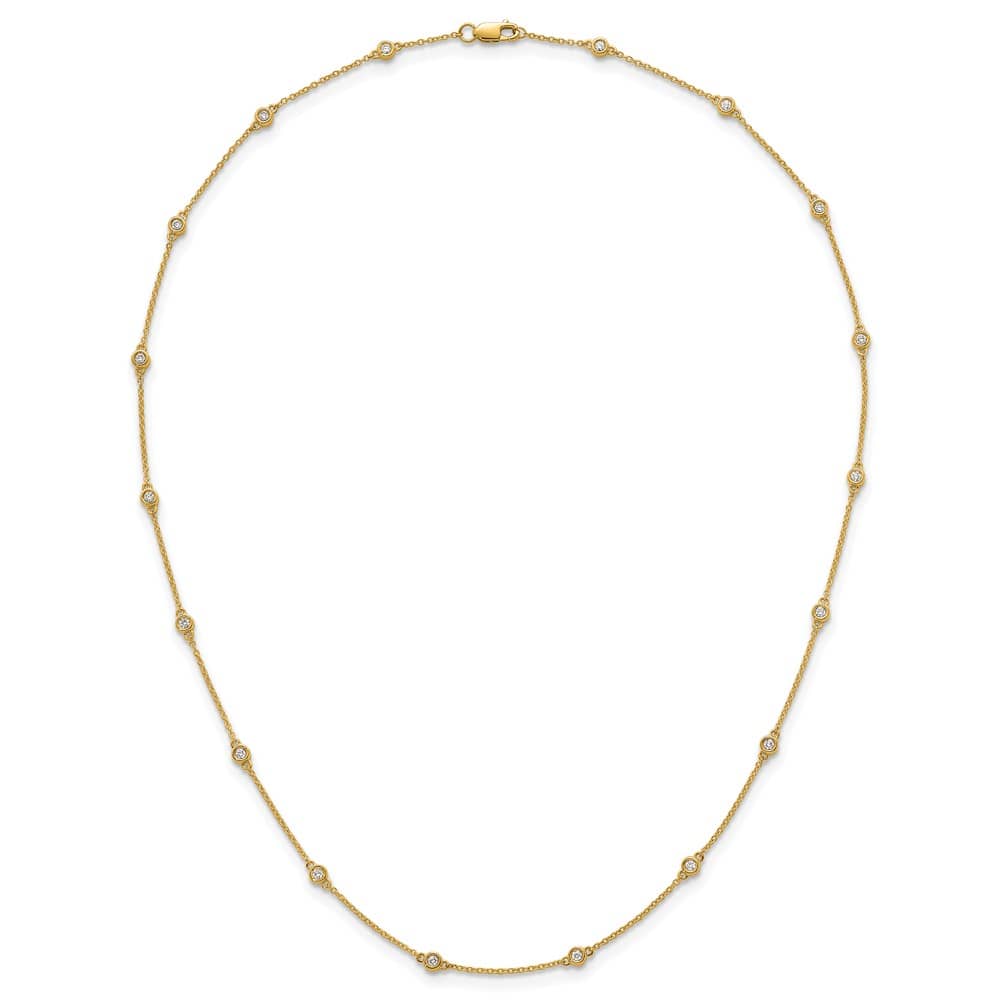 14K Yellow Gold 1/2 carat Diamond Chain 18-Station 18 inch Necklace