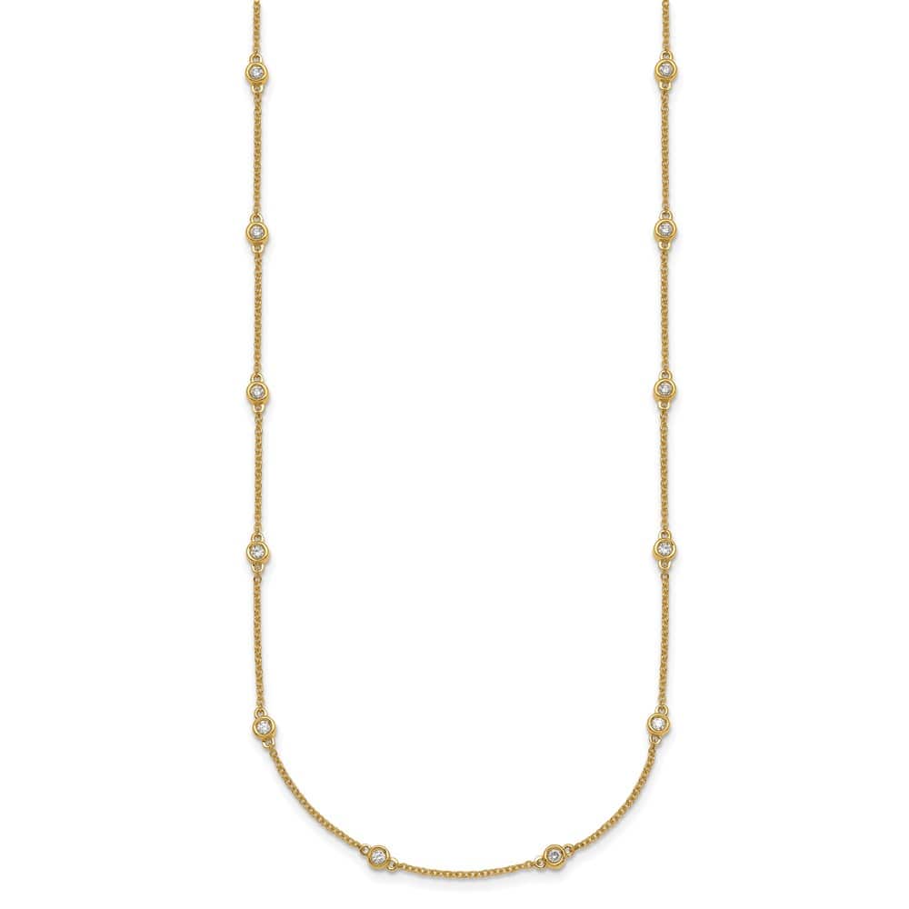 14K Yellow Gold 1/2 carat Diamond Chain 18-Station 18 inch Necklace