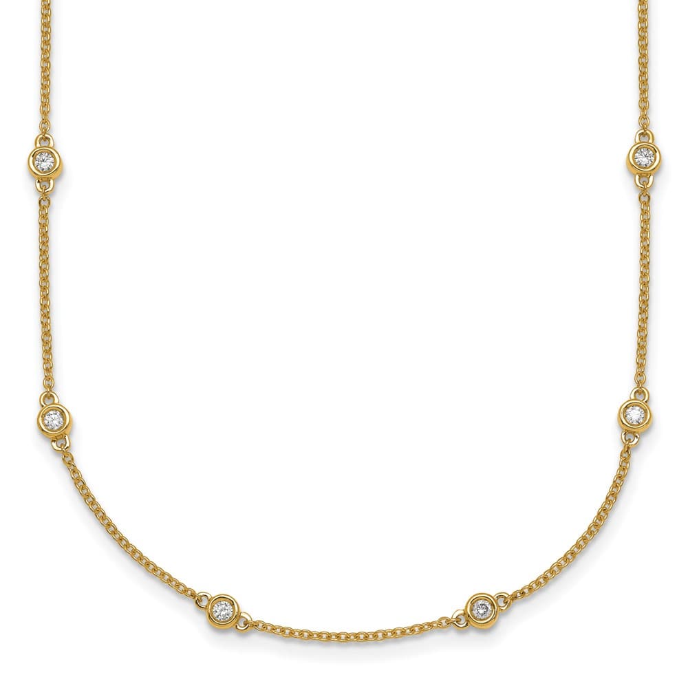 14K Yellow Gold 1/2 carat Diamond Chain 18-Station 18 inch Necklace