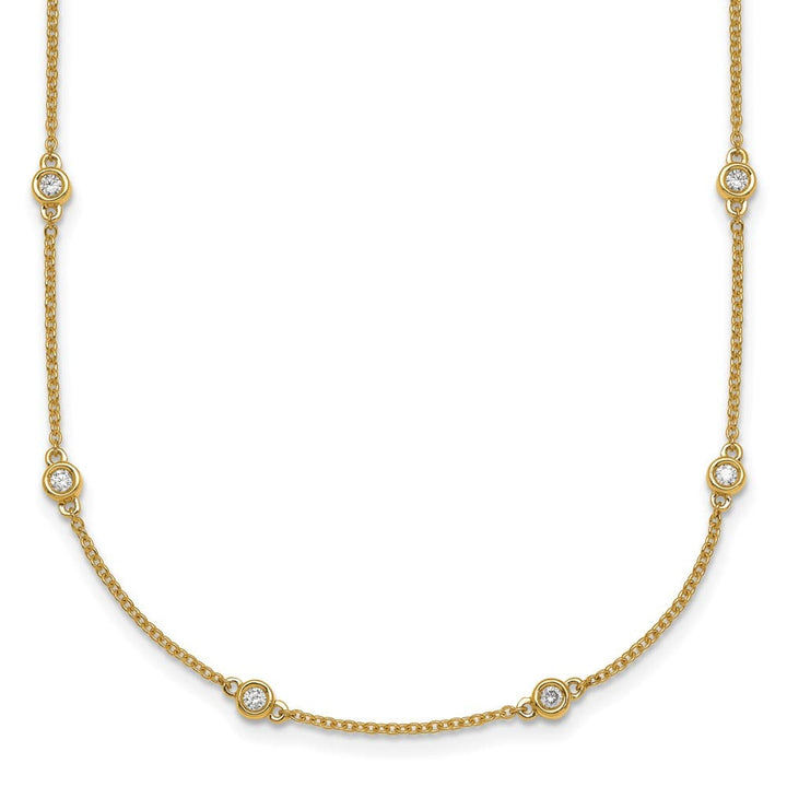 14K Yellow Gold 1/2 carat Diamond Chain 20-Station 20 inch Necklace