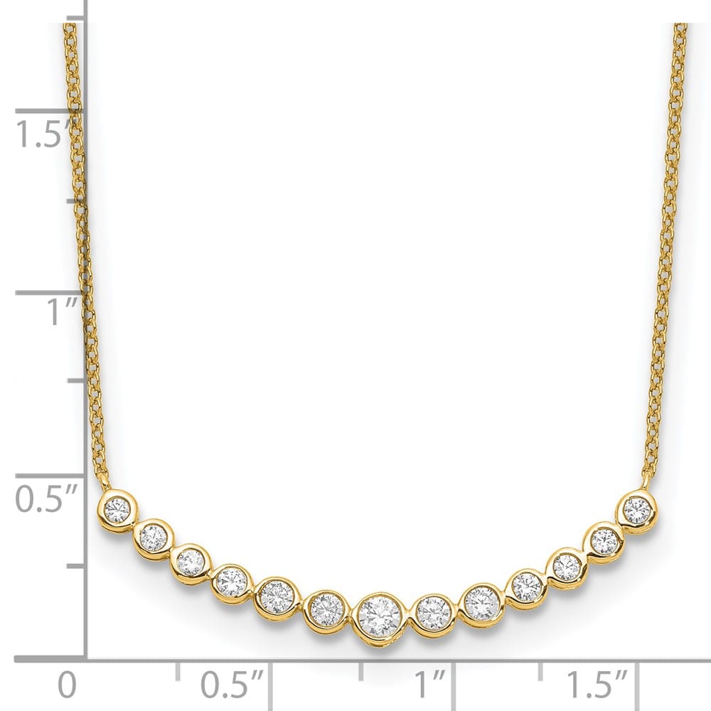 14K Yellow Gold 1/2 carat Lab Grown Diamond Bar 18 inch Necklace