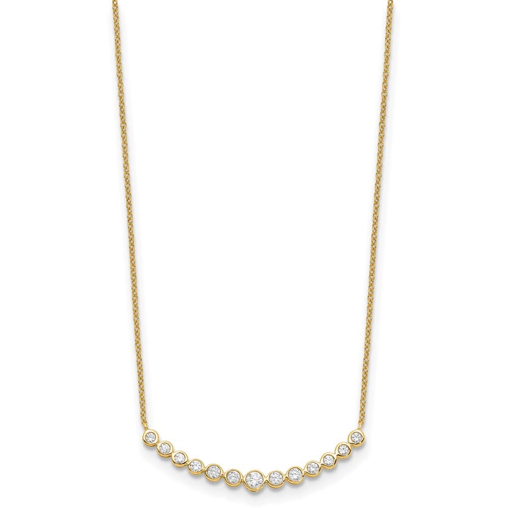14K Yellow Gold 1/2 carat Lab Grown Diamond Bar 18 inch Necklace