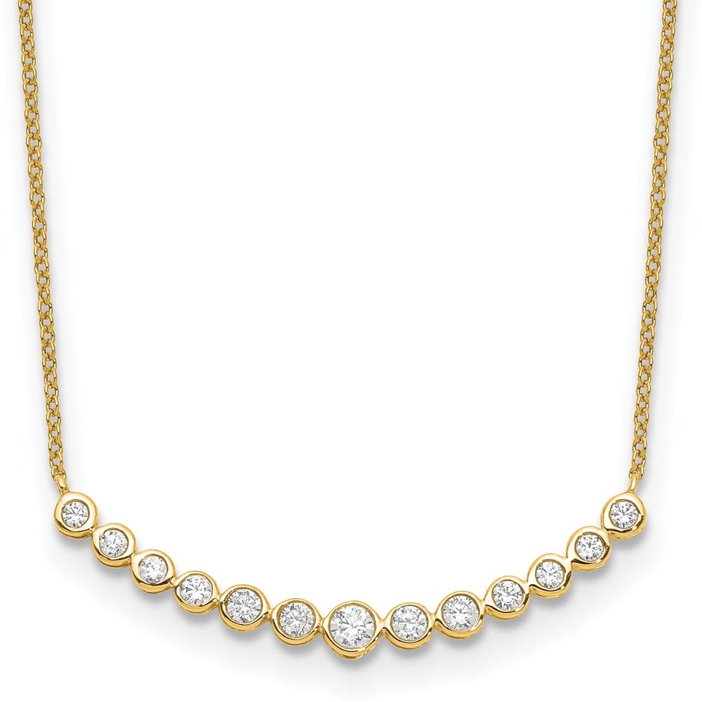 14K Yellow Gold 1/2 carat Lab Grown Diamond Bar 18 inch Necklace
