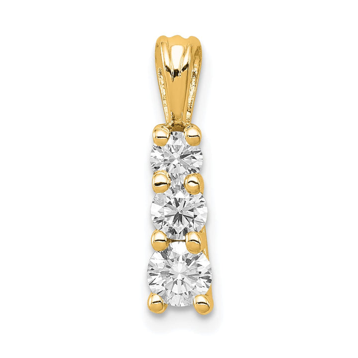 14K Yellow Gold 1/2 carat Lab Grown Diamond Three Stone Pendant