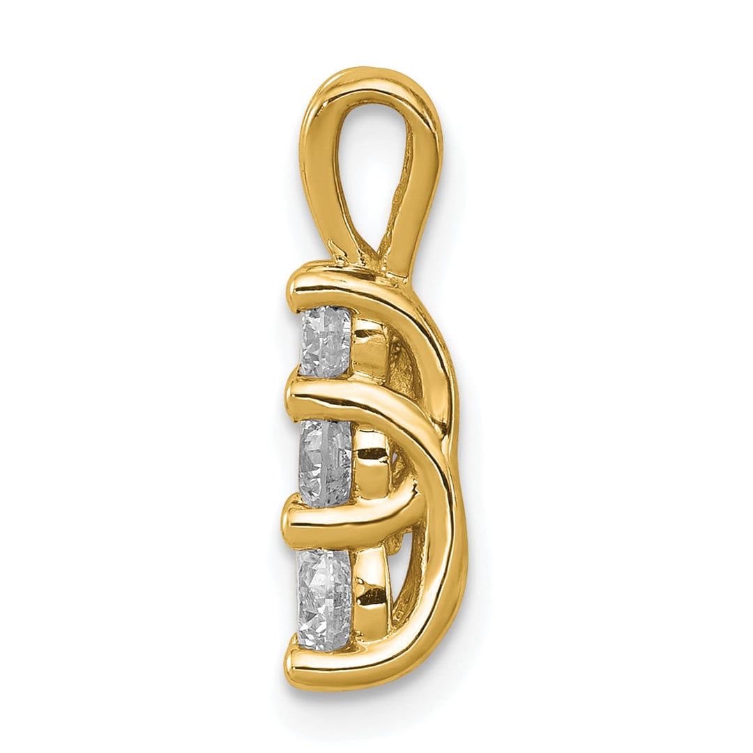 14K Yellow Gold 1/2 carat Lab Grown Diamond Three Stone Pendant