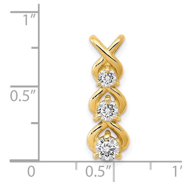 14K Yellow Gold 1/2 Carat Three-stone I2 Diamond Chain Slide