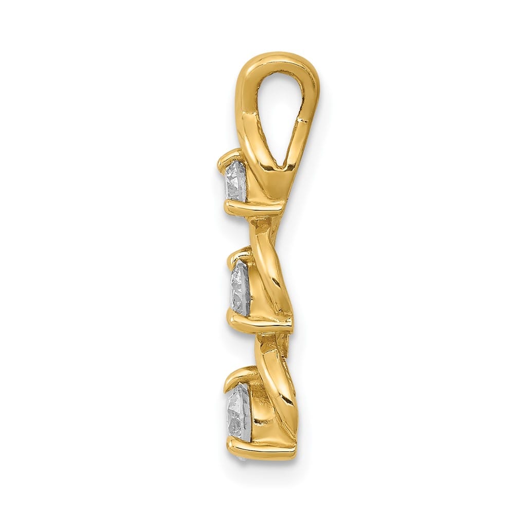14K Yellow Gold 1/2 Carat Three-stone I2 Diamond Chain Slide