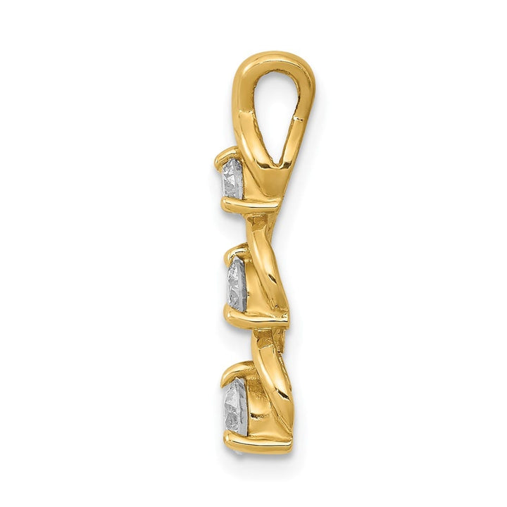 14K Yellow Gold 1/2 Carat Three-stone I2 Diamond Chain Slide