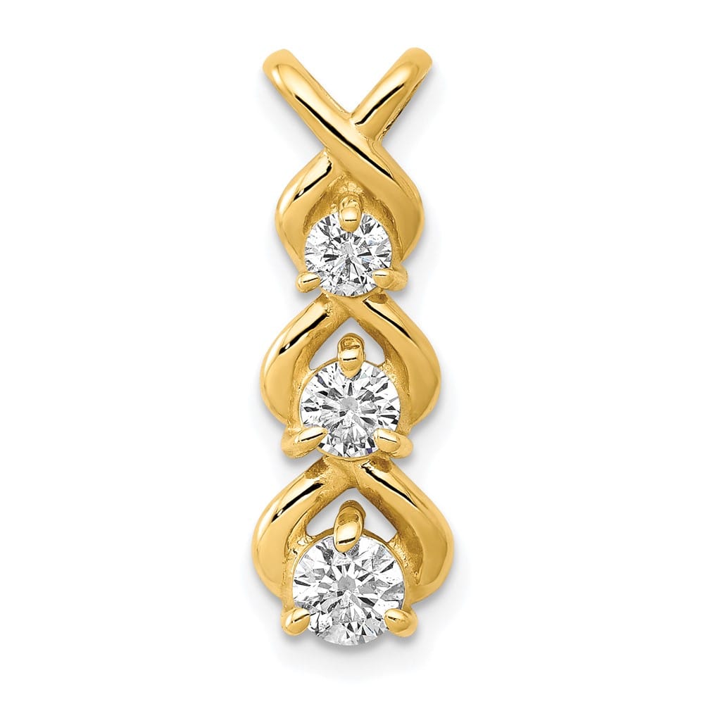 14K Yellow Gold 1/2 Carat Three-stone I2 Diamond Chain Slide