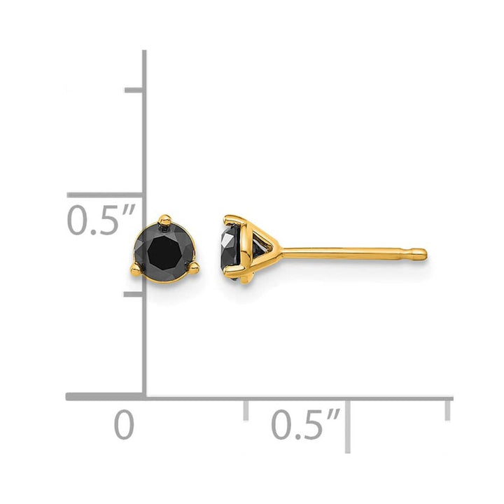 14K Yellow Gold 1/2 ct Black Diamond Stud Earrings
