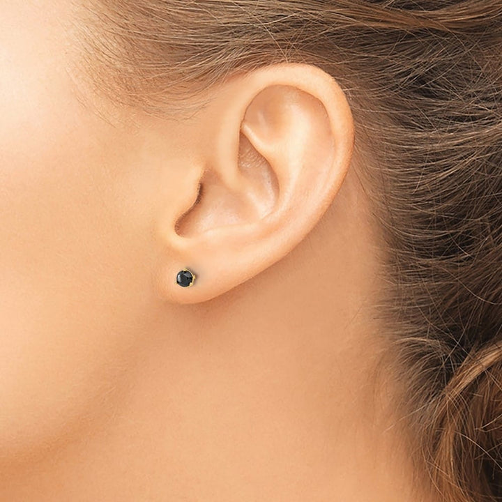 14K Yellow Gold 1/2 ct Black Diamond Stud Earrings