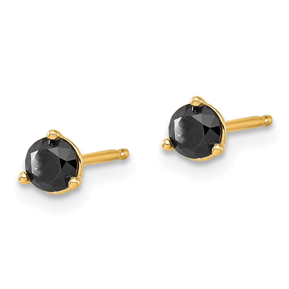 14K Yellow Gold 1/2 ct Black Diamond Stud Earrings