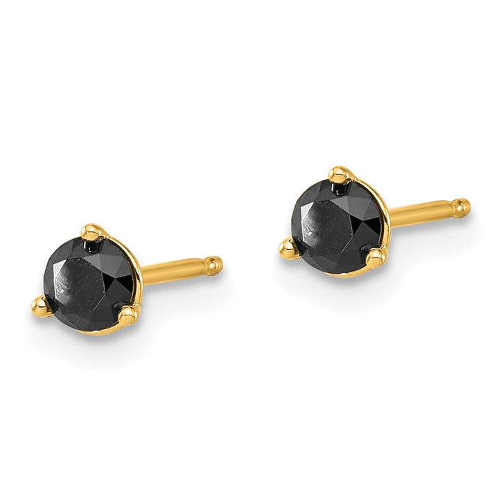 14K Yellow Gold 1/2 ct Black Diamond Stud Earrings
