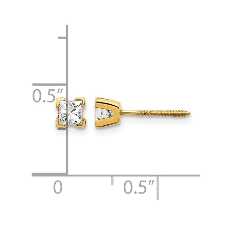 14K Yellow Gold 1/2 ct I1 G-I Princess-Cut Diamond Studs