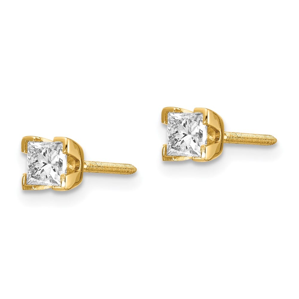 14K Yellow Gold 1/2 ct I1 G-I Princess-Cut Diamond Studs
