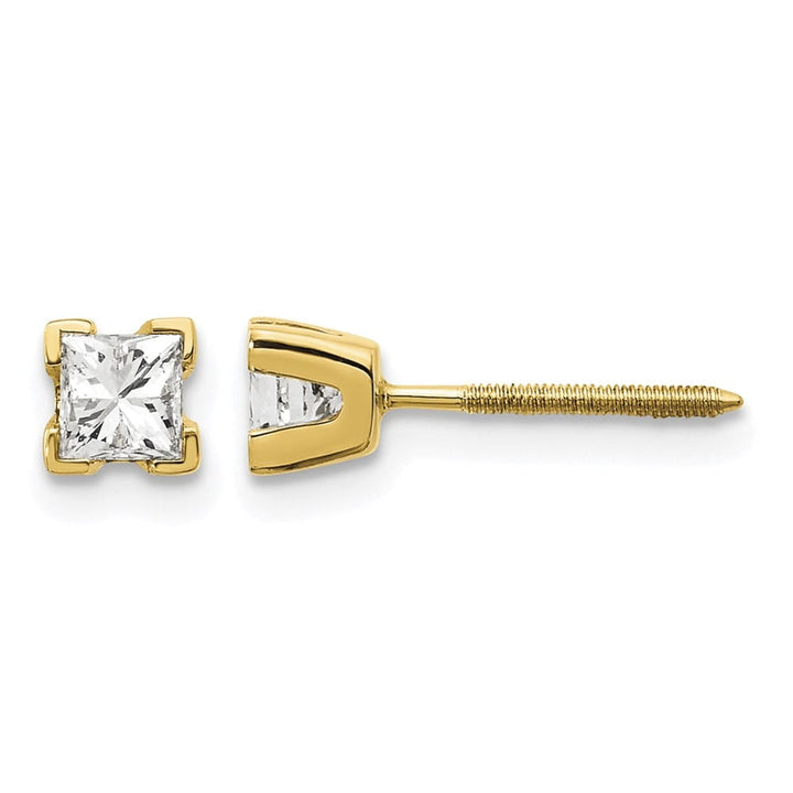 14K Yellow Gold 1/2 ct I1 G-I Princess-Cut Diamond Studs
