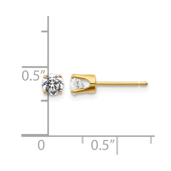 14K Yellow Gold 1/2 ct I2 K-L Diamond Push Back Stud Earrings