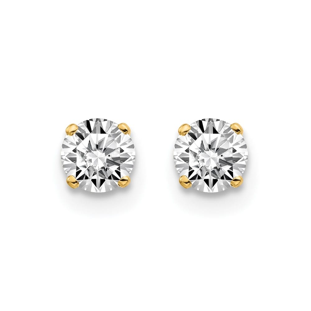 14K Yellow Gold 1/2 ct I2 K-L Diamond Push Back Stud Earrings