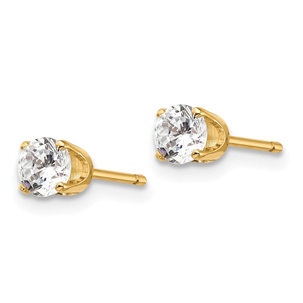14K Yellow Gold 1/2 ct I2 K-L Diamond Push Back Stud Earrings