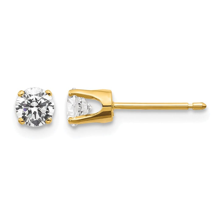14K Yellow Gold 1/2 ct I2 K-L Diamond Push Back Stud Earrings